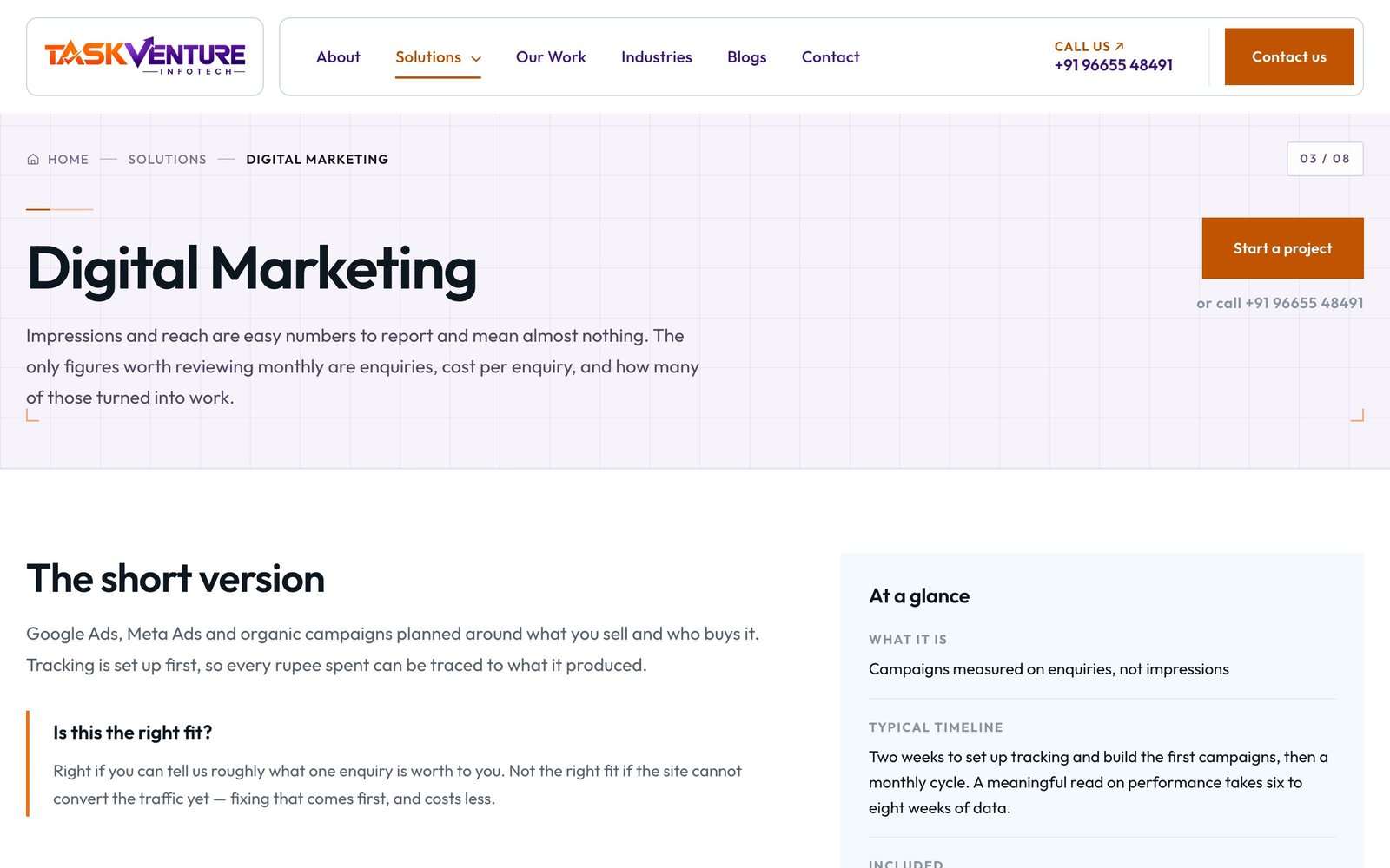 Admissions campaign — the live site