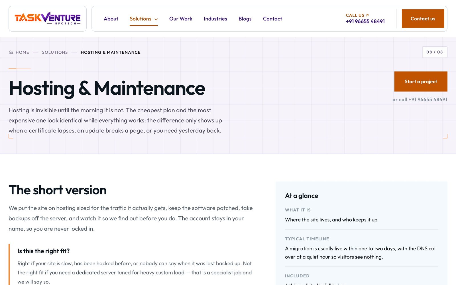 Managed hosting & upkeep — the live site